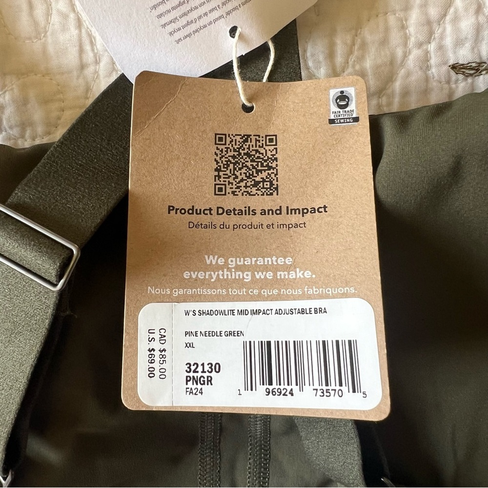 Patagonia Women's Shadowlite Mid-Impact Adjustable Bra Pine Needle Green XXL NEW - Picture 7 of 10